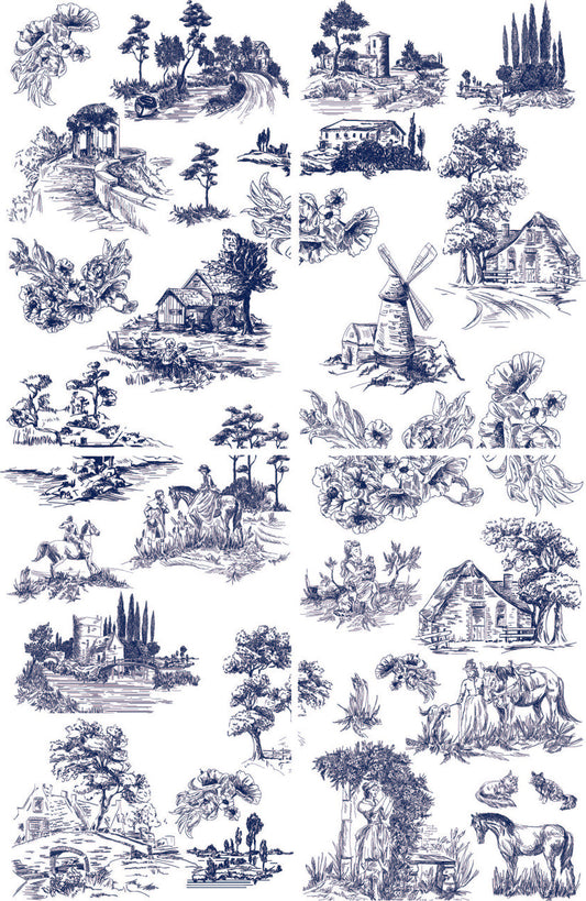 Belles & Whistles Transfer 24x37.2 - Cottage Toile