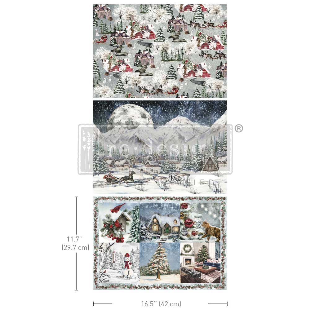 Redesign Decoupage Decor Tissue Paper Triple Pack - Snowfall Splendor