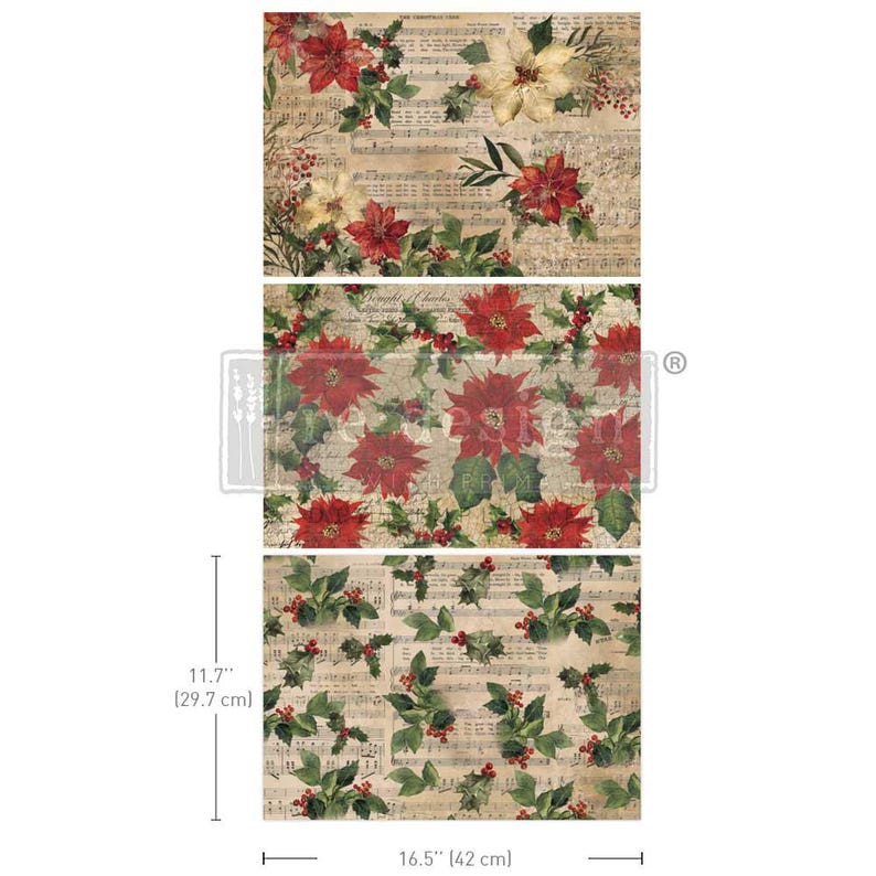 Redesign Decoupage Decor Tissue Paper Triple Pack - Pointsettias