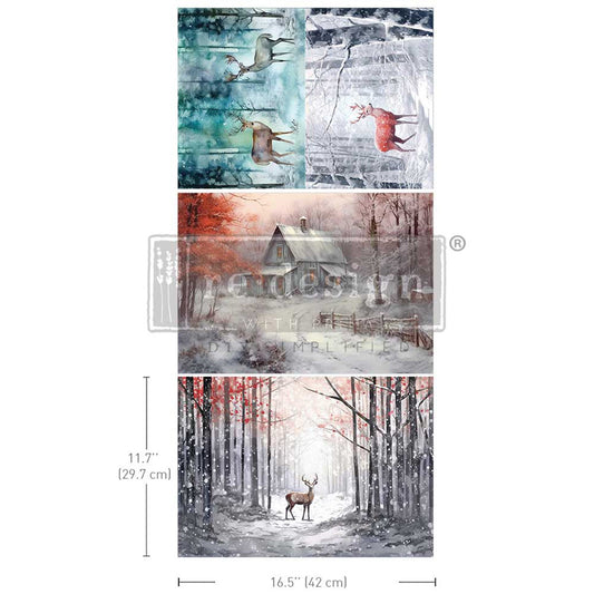 Redesign Decoupage Decor Tissue Paper Triple Pack - Dashing through the Pines